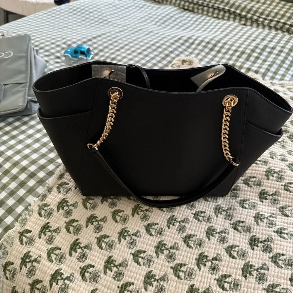 Michael Kors Black Shoulder Bag with Gold Accents